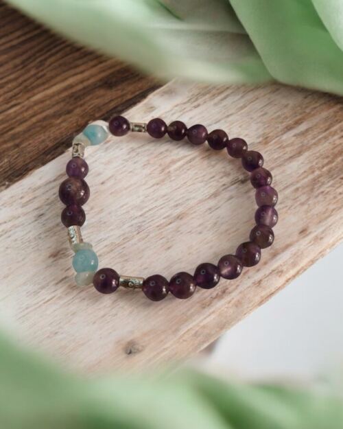 Pulseira Ametista e Quartzo Azul