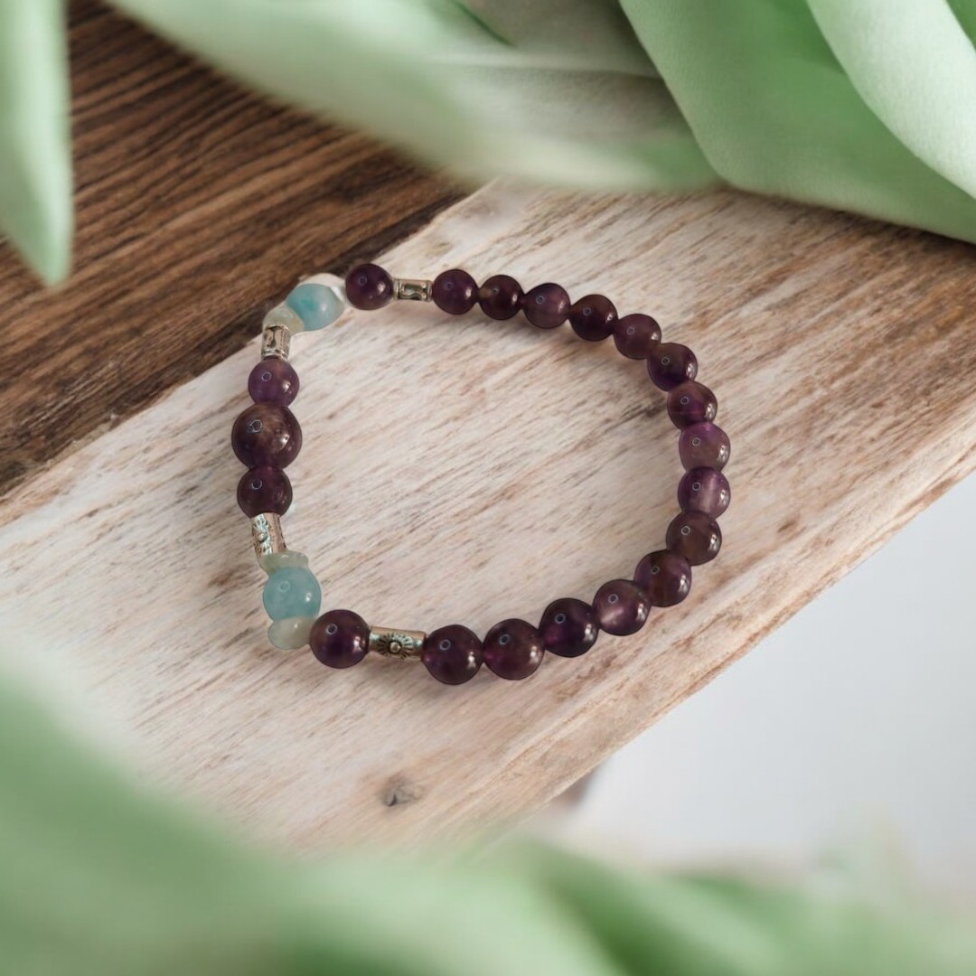 Pulseira Ametista e Quartzo Azul